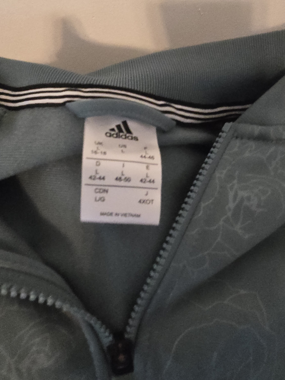 Large Adidas Floral Track Jacket in Teal and Black - Picture 3 of 3